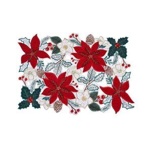 NWT (4) St. Nicholas Square Poinsettia Cutout Christmas Holiday Placemats